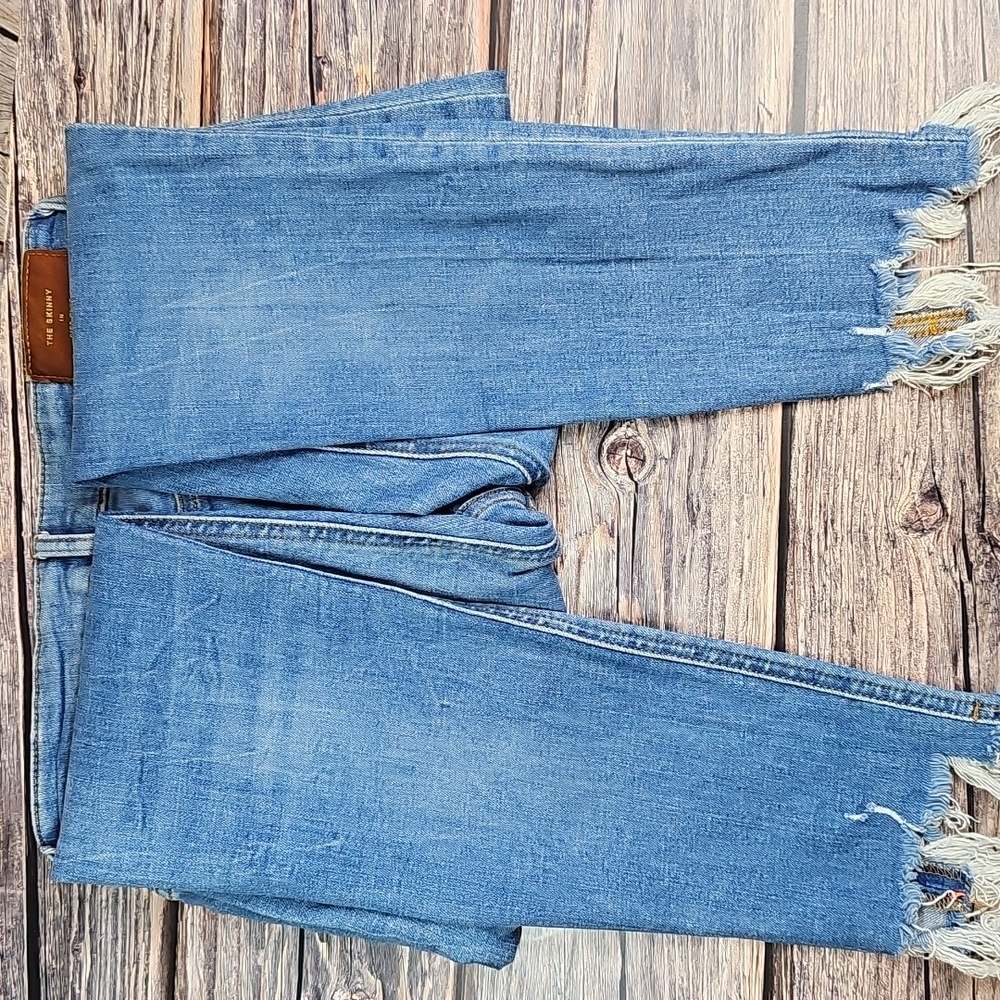 NEW ZARA PREMIUM DENIM COLLECTION DISTRESSED MID-RISE SKINNY ANKLE JEANS - Picture 5 of 10